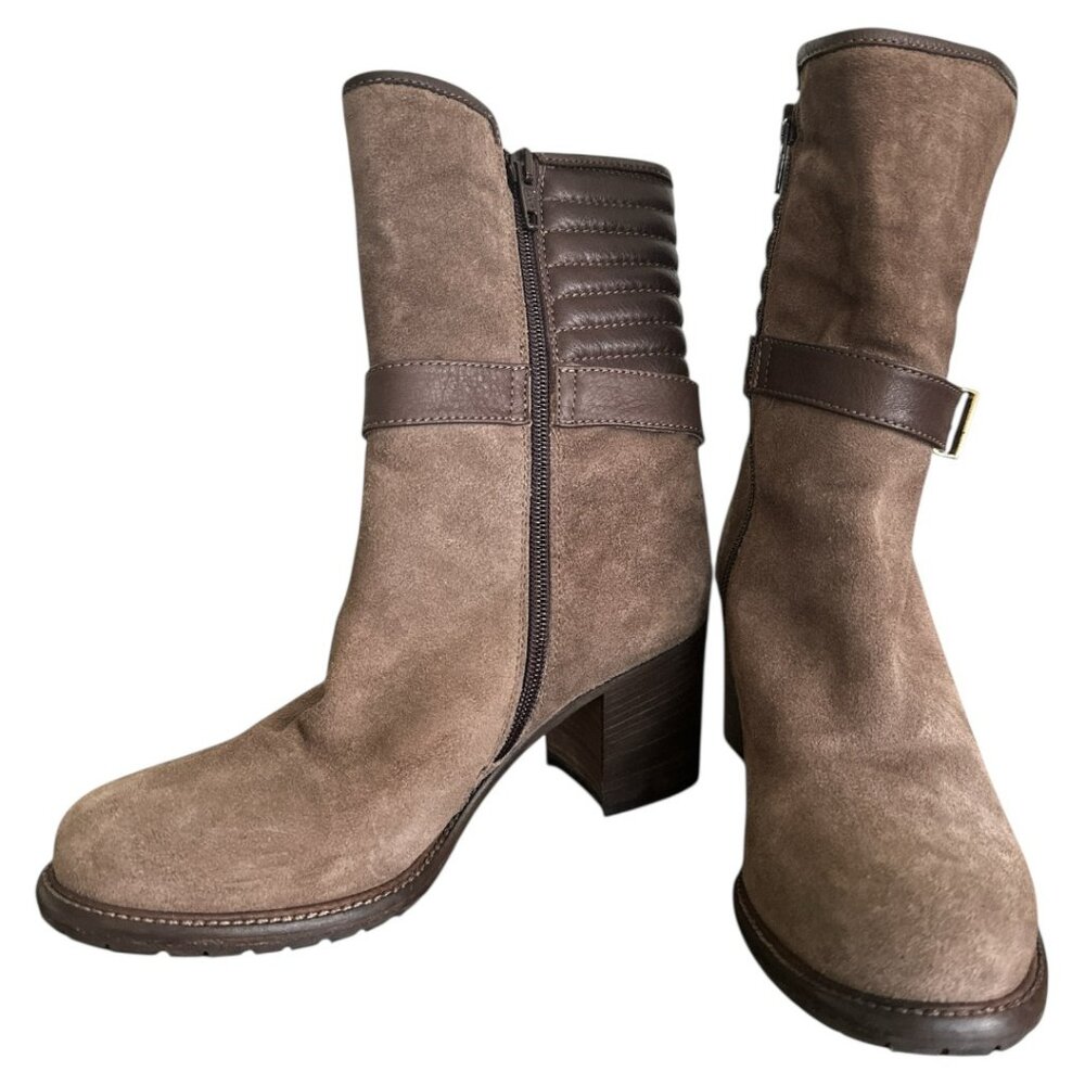 Brown Suede Napoleoni Stacked Heel Boots 36 (US 6) - Picture 2 of 6